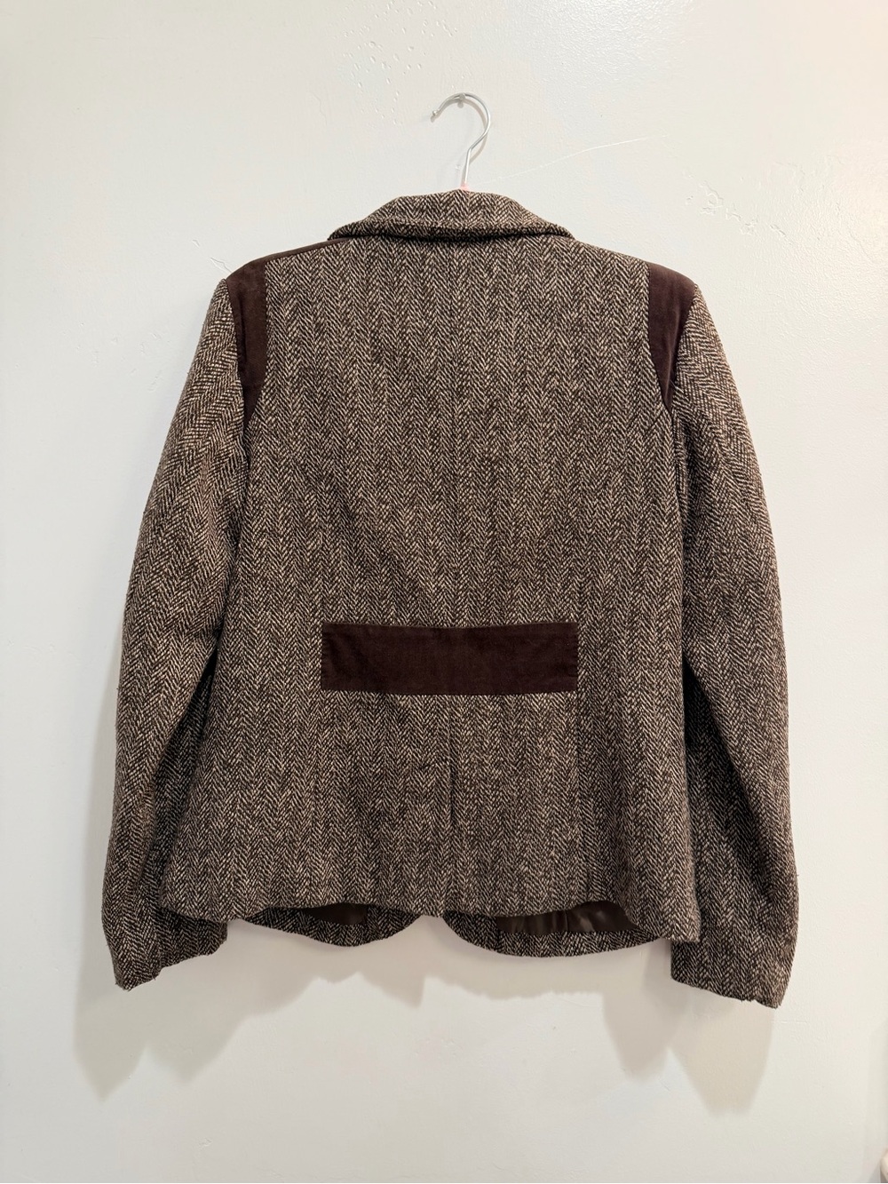 Y2K Vintage Dollhouse Herringbone Tweed Velvet Trim Riding Blazer Jacket L Brown - Picture 5 of 12
